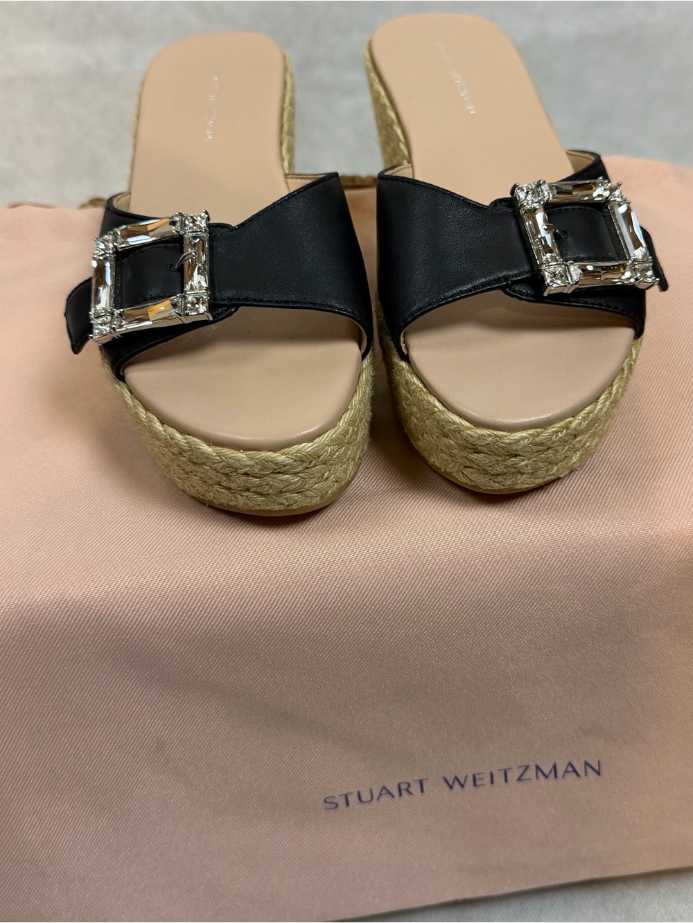 Stuart Weitzman June 75 Wedge Slide Sandals Bundle Black Pink Size 6 New - Picture 9 of 12